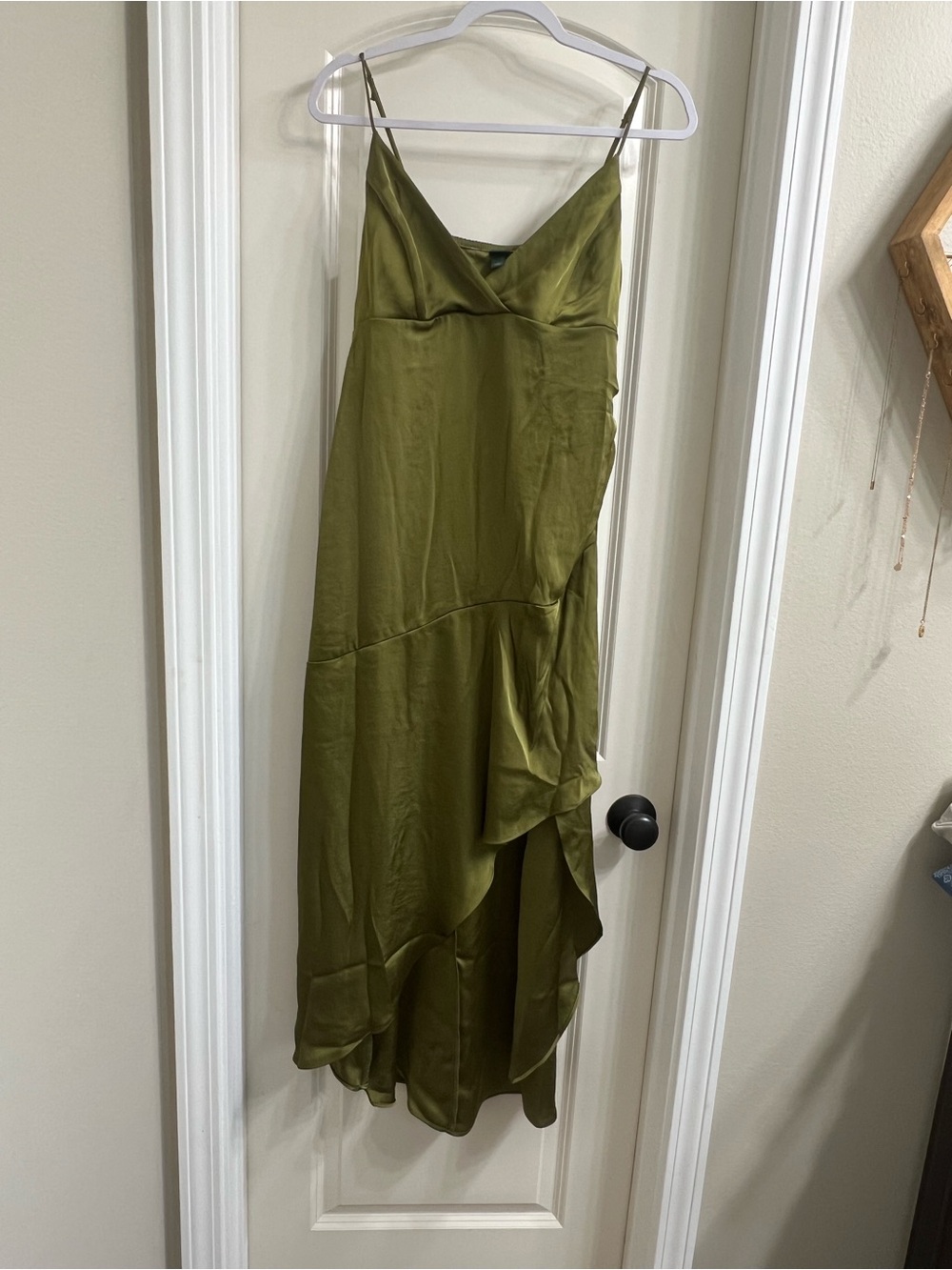 Olive Green Satin Dress